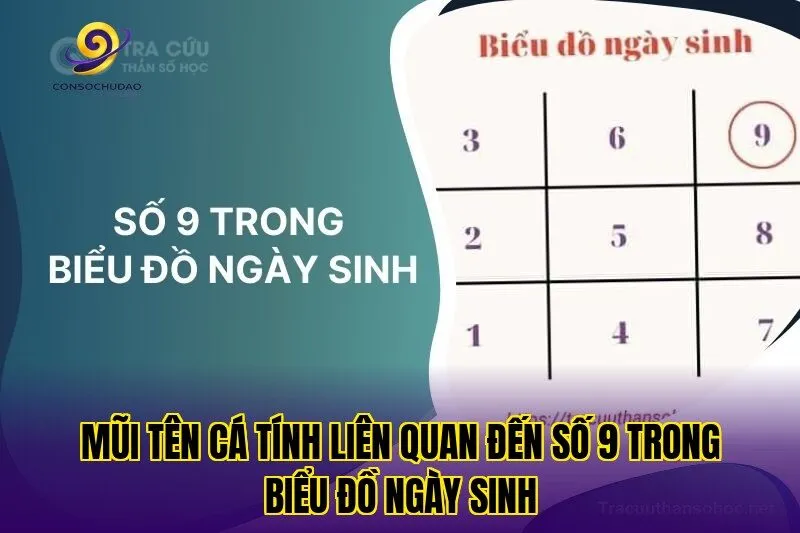 Mũi tên cá tính liên quan đến số 9 trong biểu đồ ngày sinh